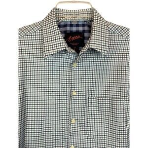 Egara Sport Non-Iron Button LS Shirt  Men's Size M  Slim Fit Stretch  Blue Plaid